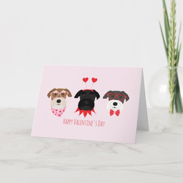 Alla hjärtans dag Schnauzer Hundar Helgkort (Framsida)