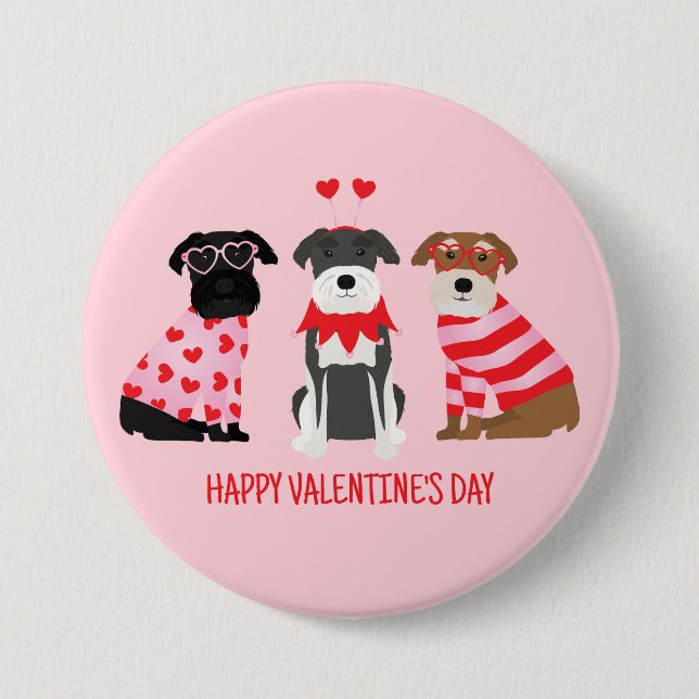 Alla hjärtans dag Schnauzer Hundar Knapp (Framsida)