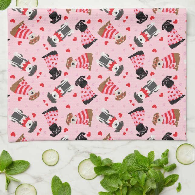 Alla hjärtans dag Schnauzer Hundar Kökshandduk (Vikta)