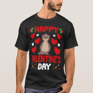 Alla hjärtans dag Sea Otter Heart Kärlek Animal L T Shirt