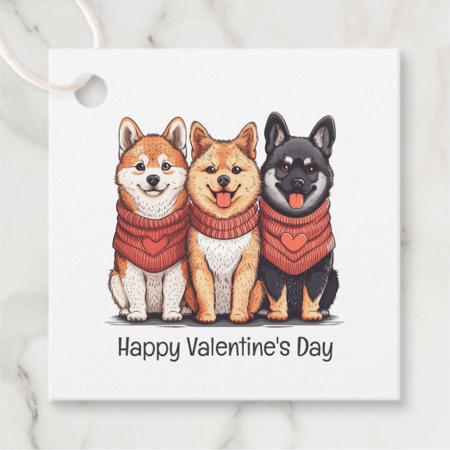 Alla hjärtans dag Shiba Inu Hundar Gåvor Etiketter (Framsida)