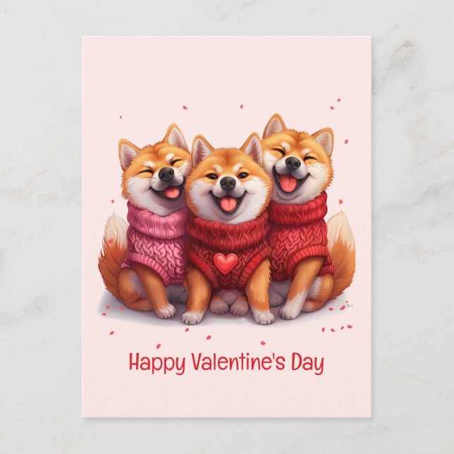 Alla hjärtans dag Shiba Inu Hundar Vykort (Framsida)