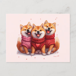 Alla hjärtans dag Shiba Inu hundar Vykort