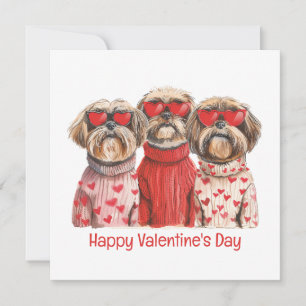 Alla hjärtans dag Shih Tzu Hundar Julkort