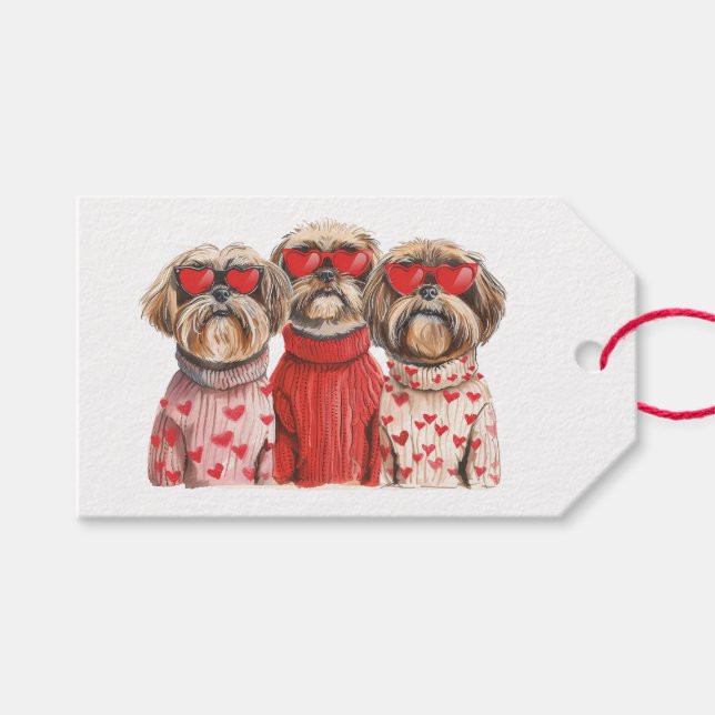 Alla hjärtans dag Shih Tzu hundar Presentetikett (Framsidan (Horisontell))