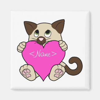 Alla hjärtans dag, siamesiskt katt med Rosa Heart Magnet