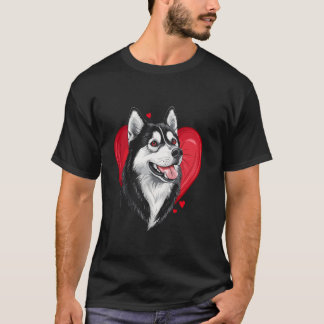 Alla hjärtans dag Siberian Husky Vektor T Shirt