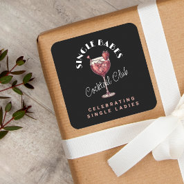 Alla hjärtans dag Singel tjejer Svart Cocktail Tje Fyrkantigt Klistermärke