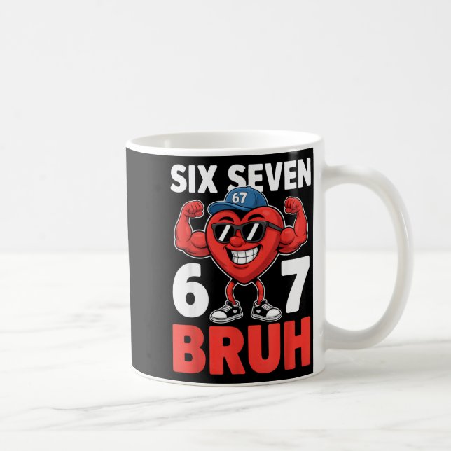 Alla hjärtans dag Six Seven Bruh 67 Meme Rolig All Kaffemugg (Höger)