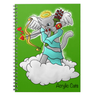 Alla hjärtans dag Smokey Grått Cupid Cat Anteckningsbok Med Spiral