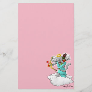 Alla hjärtans dag Smokey Grått Cupid Cat Brevpapper