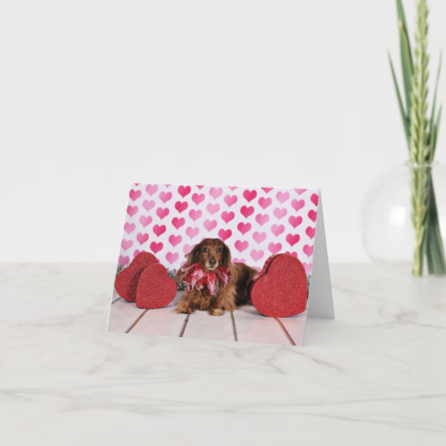 Alla hjärtans dag - Sophie - Dachshund Helgkort (Framsida)