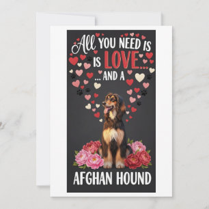 Alla hjärtans dag Söt afghansk hund Foto Knuffa Julkort