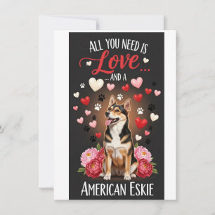 Alla hjärtans dag Söt amerikansk eskimåhund Foto K Julkort