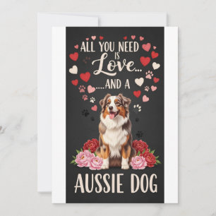 Alla hjärtans dag Söt aussie hund Foto kram Julkort