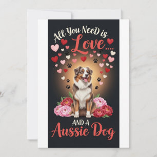 Alla hjärtans dag Söt aussie hund Foto kram Julkort