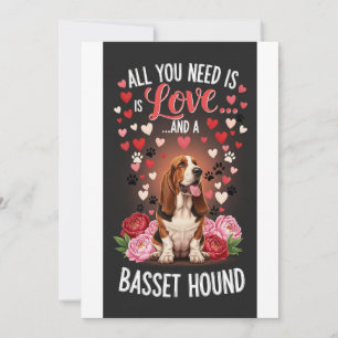 Alla hjärtans dag söt basset hound Foto kram Julkort