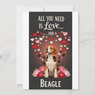 Alla hjärtans dag Söt beagle Foto Knuff  Julkort