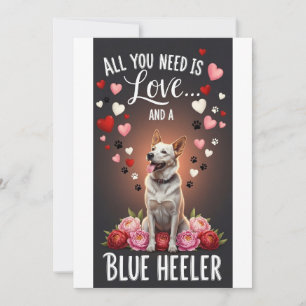 Alla hjärtans dag Söt blå heeler Foto kram Julkort
