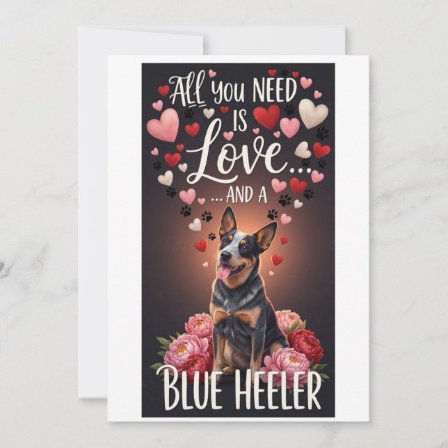 Alla hjärtans dag Söt blue heeler Foto Knulla  Julkort (Framsida)