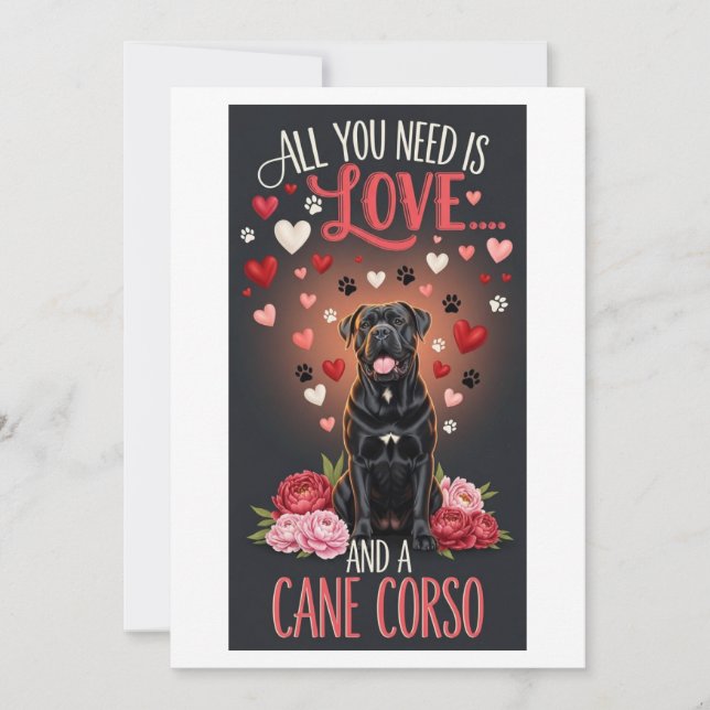Alla hjärtans dag söt cane corso hund Foto   Julkort (Framsida)