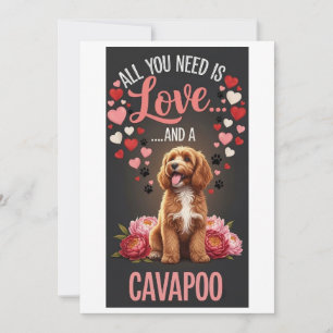 Alla hjärtans dag Söt cavapoo Foto Knuff  Julkort