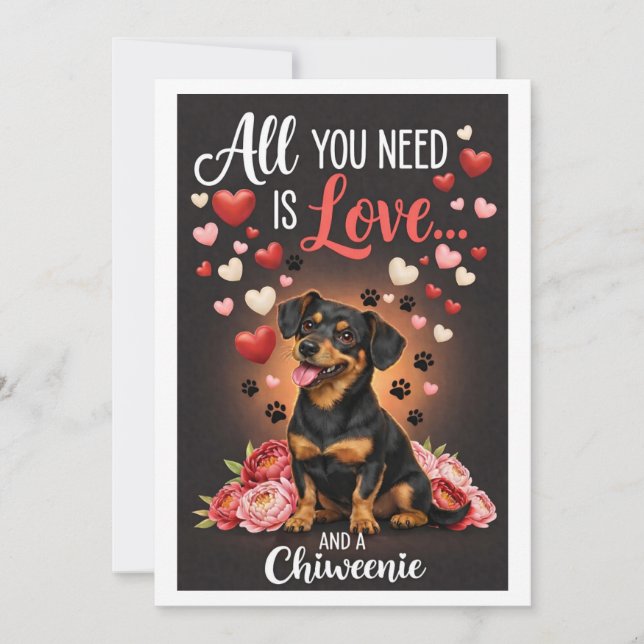 Alla hjärtans dag söt chiweenie hund Foto   Julkort (Framsida)