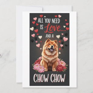 Alla hjärtans dag Söt chow chow hund Foto kram Julkort