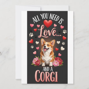 Alla hjärtans dag Söt corgi hund Foto kram Julkort