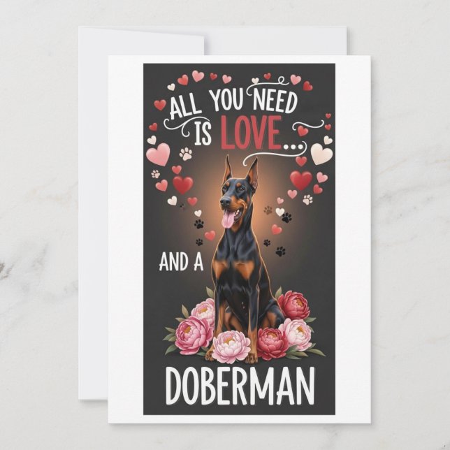 Alla hjärtans dag Söt dobermannpincher Foto kram Julkort (Framsida)