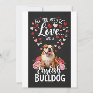 Alla hjärtans dag Söt engelsk bulldog  Foto   Julkort