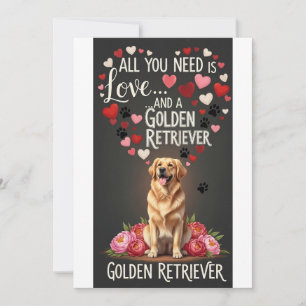 Alla hjärtans dag Söt golden retriever Foto  Julkort