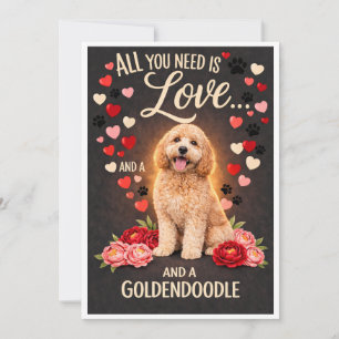Alla hjärtans dag Söt Goldendoodle Foto Knuff  Julkort