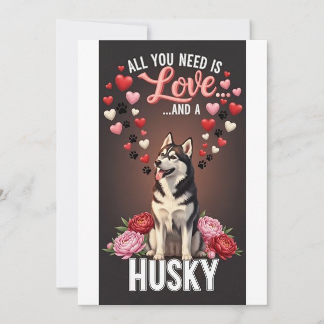 Alla hjärtans dag Söt husky Foto Kram  Julkort (Framsida)