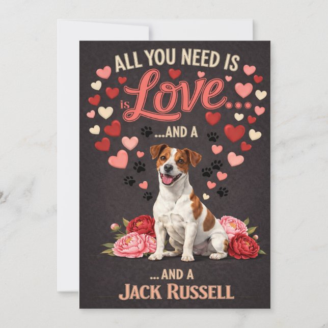 Alla hjärtans dag söt jack russell hund Foto   Julkort (Framsida)