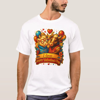 Alla hjärtans dag Söt ko-par T-Shirt – Romantisk