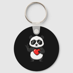 Alla hjärtans dag söt panda hjärta rock hand musik nyckelring
