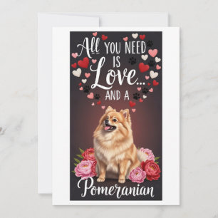 Alla hjärtans dag Söt pomeranian Foto Knuffa Julkort