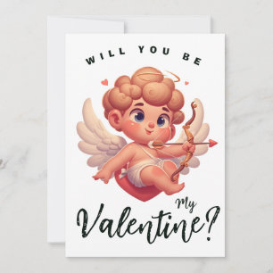 Alla hjärtans dag söt rosa cupid julkort