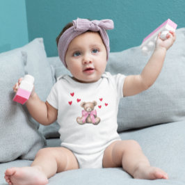 Alla hjärtans dag Söt teddybjörn Baby Onesie T Shirt