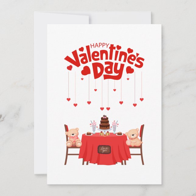 Alla hjärtans dag Söt teddybjörn Högtidlig vykort (Framsida)