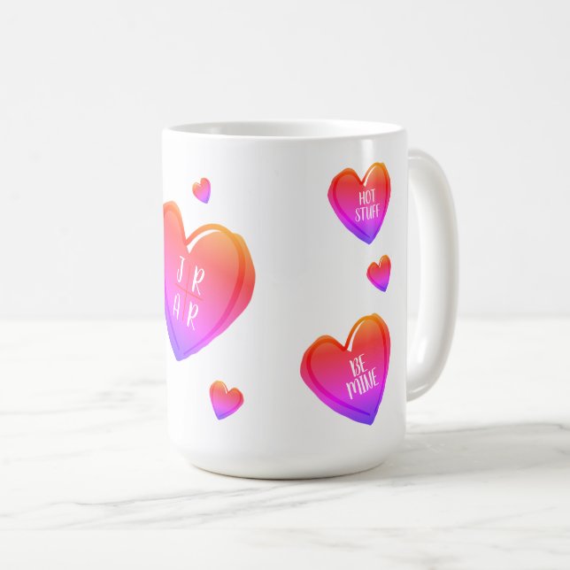 Alla hjärtans dag söta hjärtan anpassade för par kaffemugg (Framsida höger)