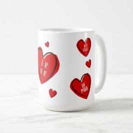Alla hjärtans dag söta hjärtan anpassade par vita kaffemugg