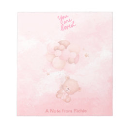 Alla hjärtans dag, söta Nalle och rosa ballonger Anteckningsblock