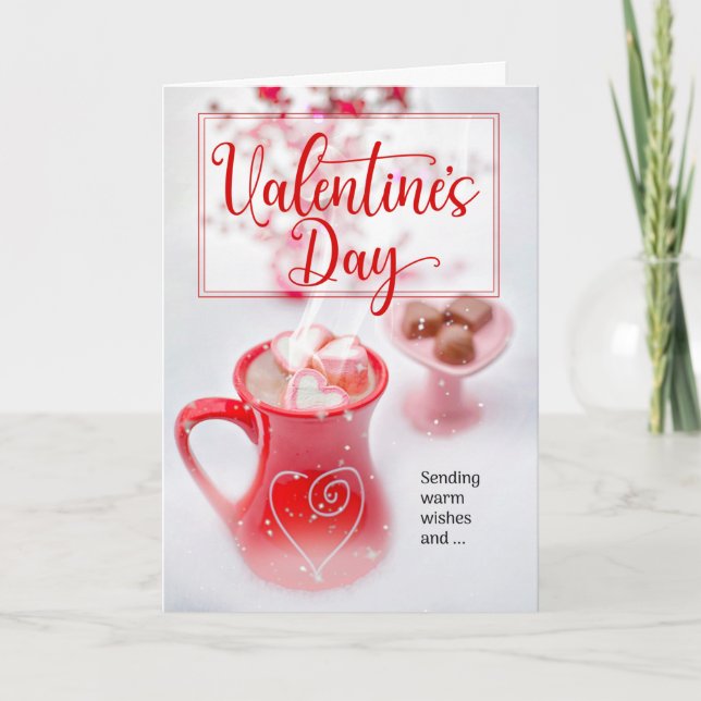 Alla hjärtans dag - sötsaker och varm kakaobehandl helgkort (Framsida)