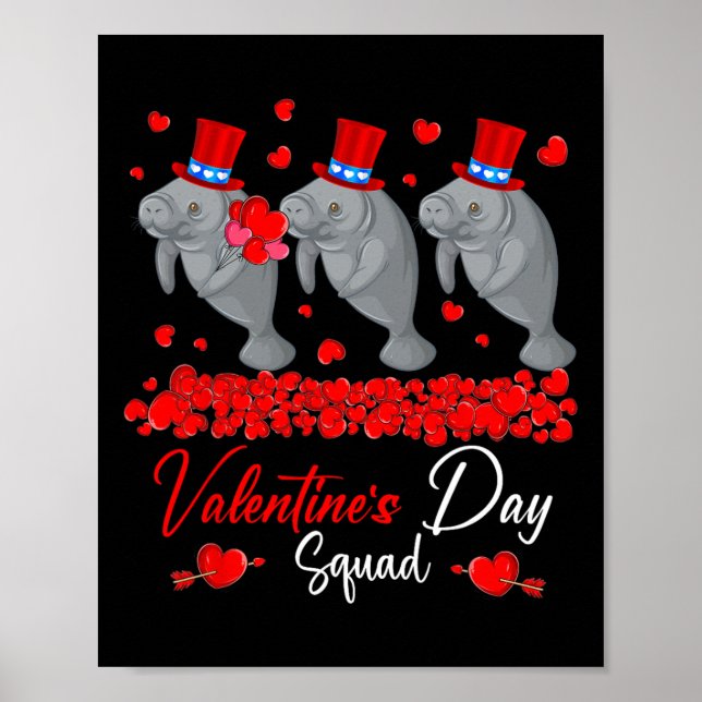 Alla hjärtans dag-squad Tre söta manater Zoo Anim Poster (Framsidan)