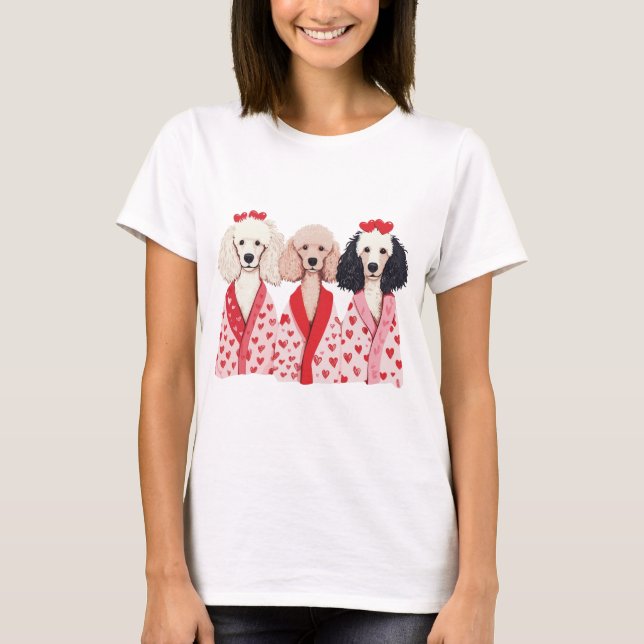 Alla hjärtans dag Standard Poodle Hundar T Shirt (Framsida)