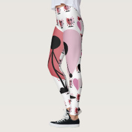 Alla hjärtans dag Stick figurer Holding Händer Leggings
