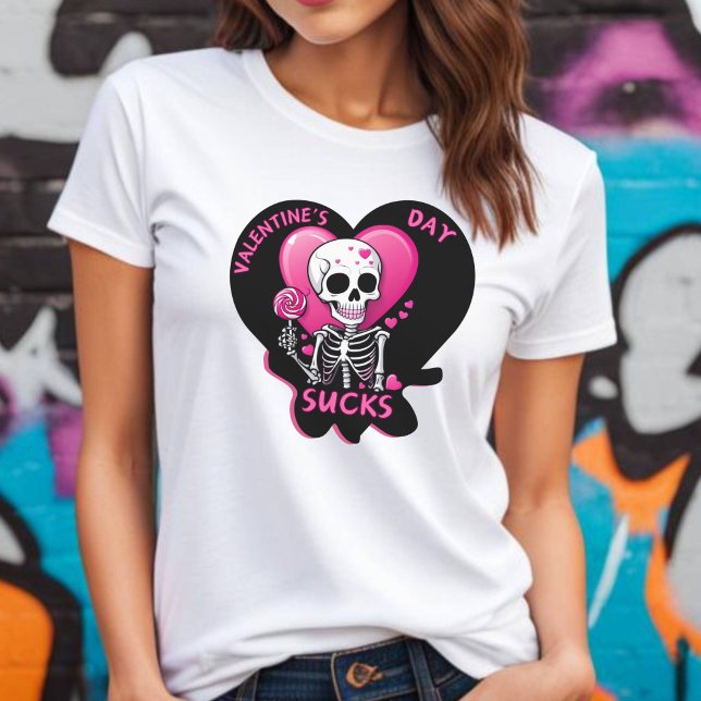 Alla hjärtans dag Sucks Anti alla hjärtans dag T-s T Shirt (Valentine's Day Sucks Anti Valentine T-shirt.)