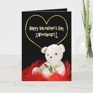Alla hjärtans dag - SWEETHEART - Nalle/Röd ros Helgkort